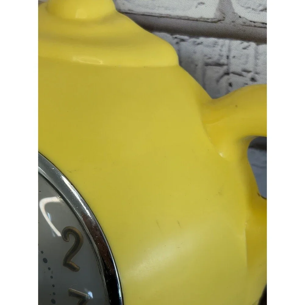 Vintage Sessions Yellow Teapot Wall Clock Works Rare Color Vintage